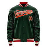 Custom Green Orange Solid Color Varsity Letterman Jacket JA02240617JG203