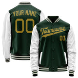 Custom Green White Solid Color Varsity Letterman Jacket JA02240617JG205