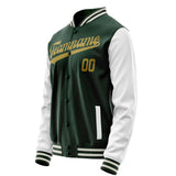 Custom Green White Solid Color Varsity Letterman Jacket JA02240617JG205