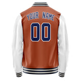 Custom Texas-Orange White Solid Color Varsity Letterman Jacket JA02240617JG426