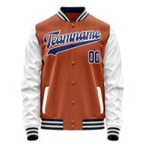 Custom Texas-Orange White Solid Color Varsity Letterman Jacket JA02240617JG426