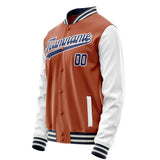 Custom Texas-Orange White Solid Color Varsity Letterman Jacket JA02240617JG426