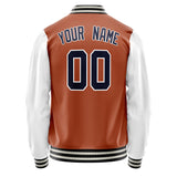 Custom Texas-Orange White Solid Color Varsity Letterman Jacket JA02240617JG427