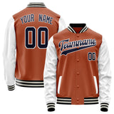 Custom Texas-Orange White Solid Color Varsity Letterman Jacket JA02240617JG427