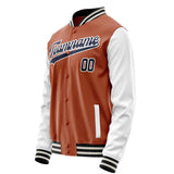 Custom Texas-Orange White Solid Color Varsity Letterman Jacket JA02240617JG427