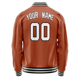 Custom Texas-Orange White Solid Color Varsity Letterman Jacket JA02240617JG436