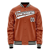 Custom Texas-Orange White Solid Color Varsity Letterman Jacket JA02240617JG436