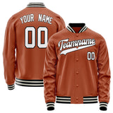 Custom Texas-Orange White Solid Color Varsity Letterman Jacket JA02240617JG436