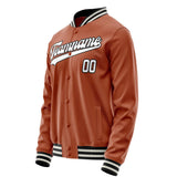 Custom Texas-Orange White Solid Color Varsity Letterman Jacket JA02240617JG436