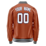 Custom Texas-Orange White Solid Color Varsity Letterman Jacket JA02240617JG438