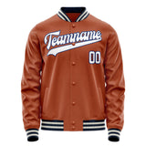 Custom Texas-Orange White Solid Color Varsity Letterman Jacket JA02240617JG438