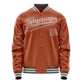 Custom Texas-Orange White Solid Color Varsity Letterman Jacket JA02240617JG445