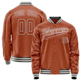 Custom Texas-Orange White Solid Color Varsity Letterman Jacket JA02240617JG445