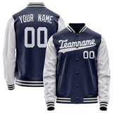 Custom Navy White Solid Color Varsity Letterman Jacket