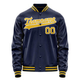 Custom Navy Gold Solid Color Varsity Letterman Jacket JA02240617KZ270