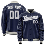 Custom Navy White Solid Color Varsity Letterman Jacket