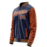 Custom Navy Brown Solid Color Varsity Letterman Jacket JA02240617KZ275