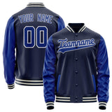 Custom Navy Royal Solid Color Varsity Letterman Jacket JA02240617KZ276