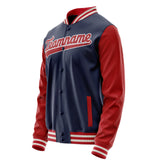 Custom Navy Red Solid Color Varsity Letterman Jacket JA02240617KZ277