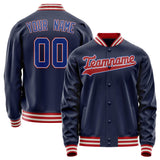 Custom Navy Red Solid Color Varsity Letterman Jacket JA02240617KZ280