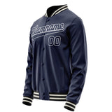 Custom Navy White Solid Color Varsity Letterman Jacket JA02240617KZ283