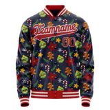 Custom Navy Red Christmas 3D Varsity Letterman Jacket JA02240617KZ285