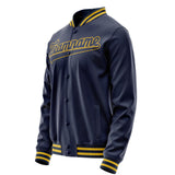 Custom Navy Old-Gold Solid Color Varsity Letterman Jacket JA02240617KZ292