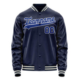 Custom Navy Royal Solid Color Varsity Letterman Jacket JA02240617KZ296