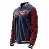 Custom Navy Crimson Solid Color Varsity Letterman Jacket JA02240617KZ297