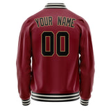 Custom Crimson Black Solid Color Varsity Letterman Jacket JA02240617KZ507