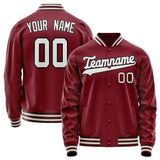 Custom Crimson White Solid Color Varsity Letterman Jacket