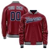 Custom Crimson Navy Solid Color Varsity Letterman Jacket JA02240617KZ513