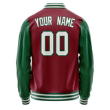 Custom Crimson Kelly-Green Solid Color Varsity Letterman Jacket JA02240617KZ515