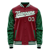 Custom Crimson Kelly-Green Solid Color Varsity Letterman Jacket JA02240617KZ515