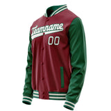 Custom Crimson Kelly-Green Solid Color Varsity Letterman Jacket JA02240617KZ515