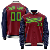 Custom Crimson Navy Solid Color Varsity Letterman Jacket