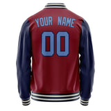 Custom Crimson Navy Solid Color Varsity Letterman Jacket JA02240617KZ519