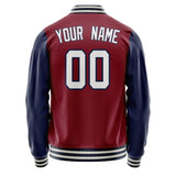 Custom Crimson Navy Solid Color Varsity Letterman Jacket JA02240617KZ520