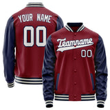 Custom Crimson Navy Solid Color Varsity Letterman Jacket JA02240617KZ520