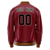 Custom Crimson Black Solid Color Varsity Letterman Jacket JA02240617KZ521