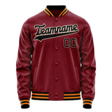 Custom Crimson Black Solid Color Varsity Letterman Jacket JA02240617KZ521