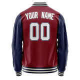 Custom Crimson Navy Solid Color Varsity Letterman Jacket JA02240617KZ523