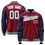 Custom Crimson Navy Solid Color Varsity Letterman Jacket JA02240617KZ523