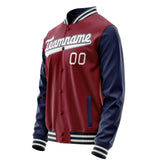 Custom Crimson Navy Solid Color Varsity Letterman Jacket JA02240617KZ523