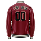 Custom Crimson Black Solid Color Varsity Letterman Jacket JA02240617KZ525