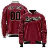 Custom Crimson Black Solid Color Varsity Letterman Jacket