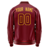 Custom Crimson Gold Solid Color Varsity Letterman Jacket JA02240617KZ526