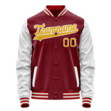 Custom Crimson White Solid Color Varsity Letterman Jacket JA02240617KZ527