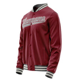 Custom Crimson Gray Solid Color Varsity Letterman Jacket JA02240617KZ529