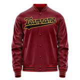 Custom Crimson Black Solid Color Varsity Letterman Jacket JA02240617KZ530